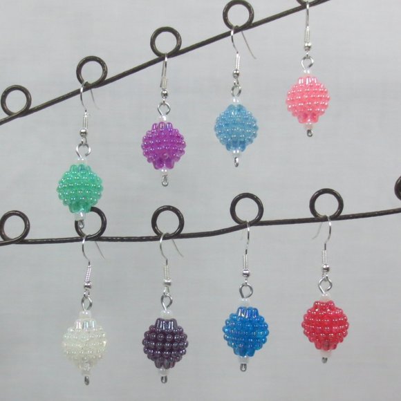 Handcrafted Pierced Earrings Blackberry Iridescent Lightweight Everyday Dangle - Picture 5 of 9